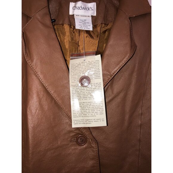 Chadwick's Brown Genuine Leather Jacket SIZE 4P NWT - Picture 11 of 14